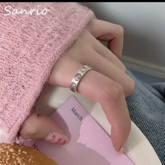 Hello Kitty 🌸 Adjustable ring Silver Fashion (1 ring) adorable - Picture 2 of 12